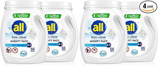 all Unit Dose Laundry Detergent, Mighty Pacs, Free Clear,66 Count (Pack of 4)