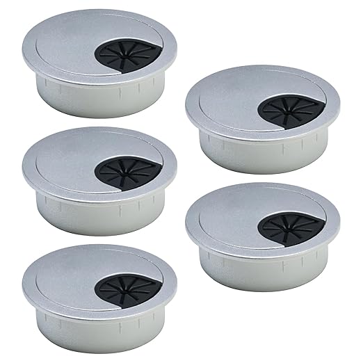 EASYEAH 5 Pcs Desk Grommet 2-1/16" / 53 mm, Desk Cord Hole Cover, Cable Grommet ABS Plastic, Desk Hole Grommet for Home & Office Pc, Detachable Cable Cord Organizer-Silver Sand