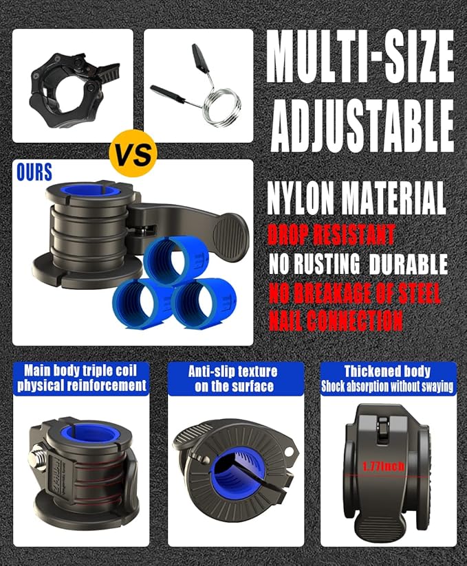 ZY-HUAN Barbell Clips 1 inch I Multi-Size Adjustable Weight ClipsIBarbell Clamps 30mm IQuick Release Barbell Collar Pair of Locking for Dumbbell Bar (Blue 0.9-1.18inch)