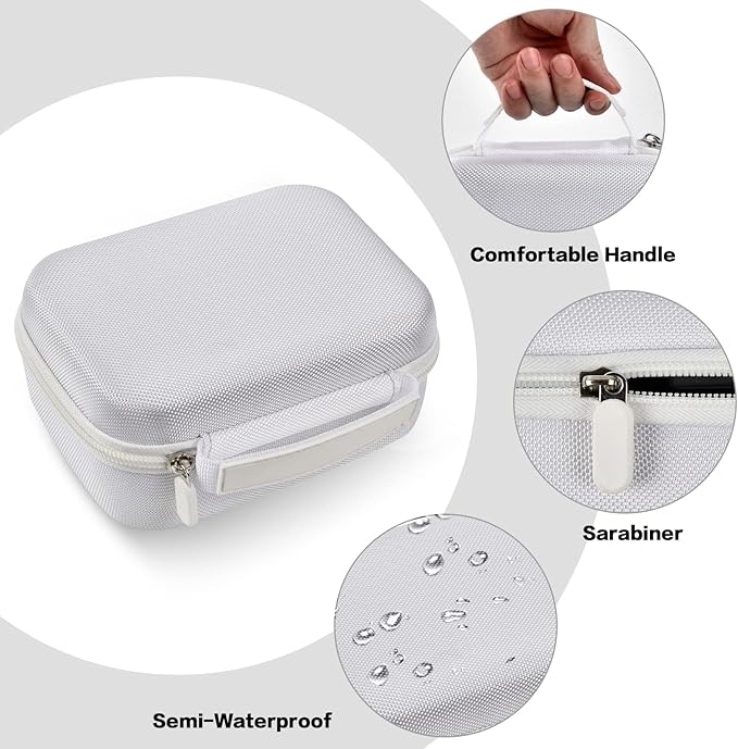 Boobowl Case Compatible with Phomemo M110 Label Maker - Portable Mini Bluetooth Thermal Label Maker Carrying Storage Bag for Printer Labels, USB Cable and Accessories (Box Only) - White