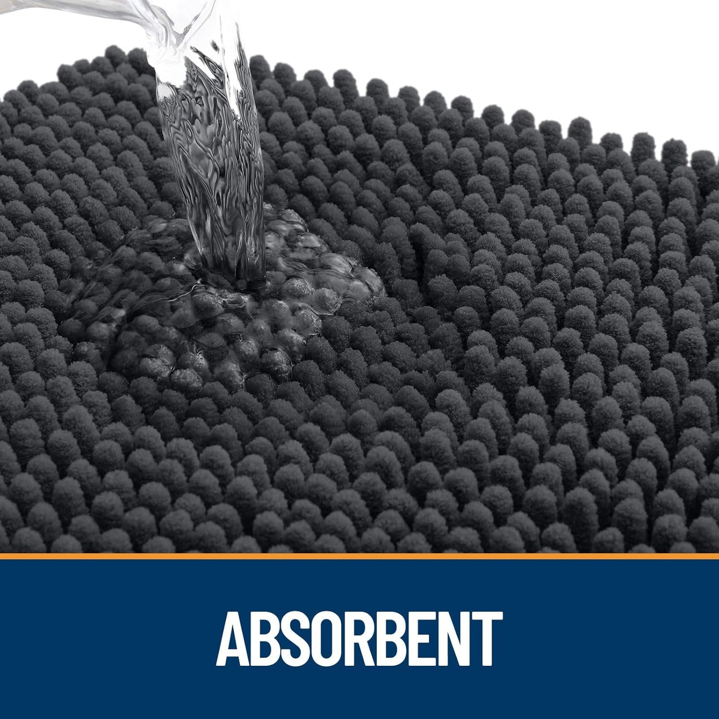 OLANLY Dog Door Mat - Absorbent Non-Slip Chenille for Muddy Paws | 59x32 Inches, Dark Grey