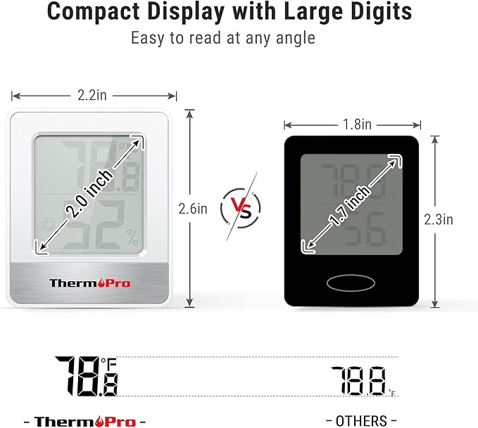 TempPro TP49 Digital Hygrometer Indoor Thermometer Humidity Meter Room Thermometer with Temperature and Humidity Monitor Mini Hygrometer Outdoor Thermometer (Previously ThermoPro)