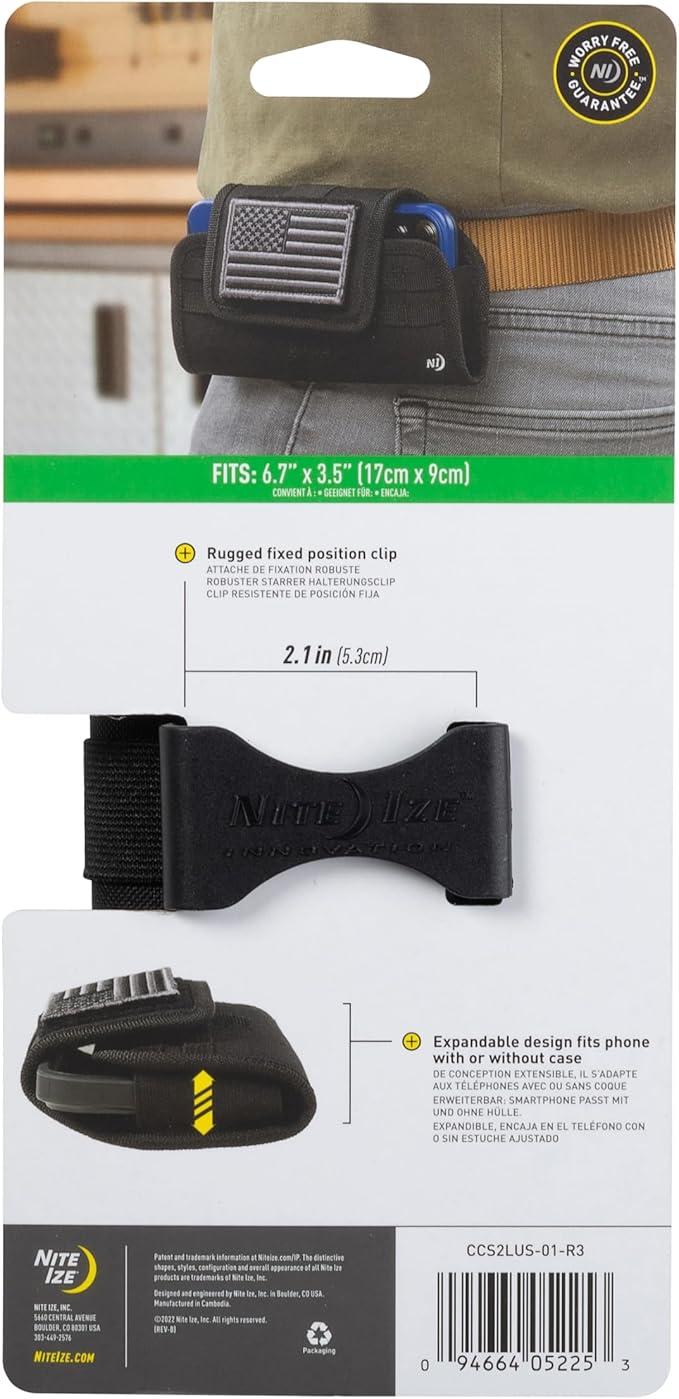 Nite Ize Clip Case Horizontal Universal Phone Holster - XXL - USA Patch