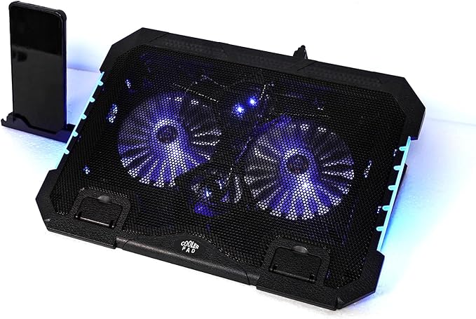 KEROLFFU RGB Gaming Laptop Cooling Pad 17-12Inch 4Fans (Customized RGB Sidelight with Switch,Laptop Fan Speed Adjustable,5 Heights Adjustment with Phone Holder)Fit Apple MacBook Laptop Fan Cooling Pad