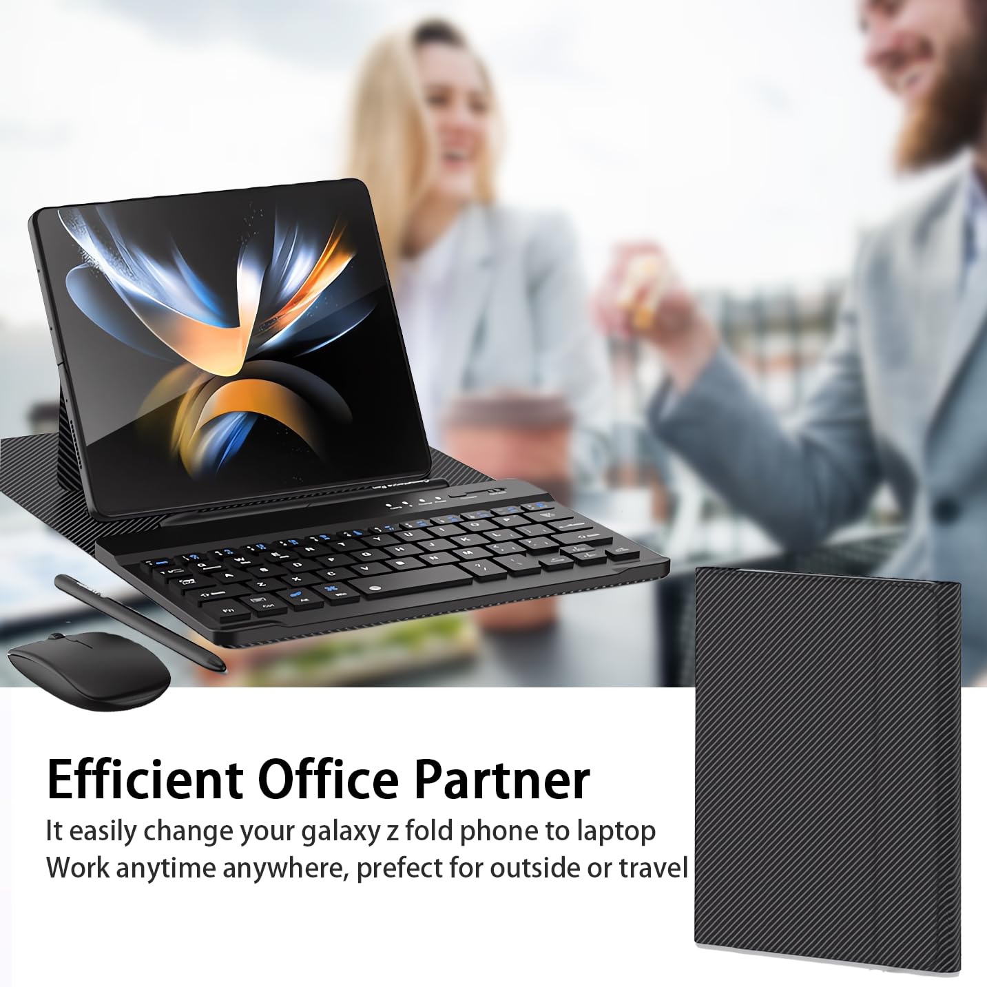 for Samsung Galaxy Z Fold 7 6 5 Keyboard and Mouse, Portable Mini 7.9 inch Bluetooth Keyboard with Leather Case and Capacitive Pen, 4 in 1 Travel Set for Z Trifold fold7 Accessories