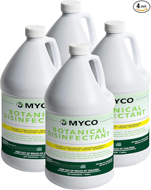 Myco Botanical Disinfectant Cleaner â Natural Plant-Based Ready-to-Use EPA-Registered Disinfectant Spray for Mold, Mildew, Germs, Bacteria & Viruses â Safe for Home & Commercial Use, 4 Gallon