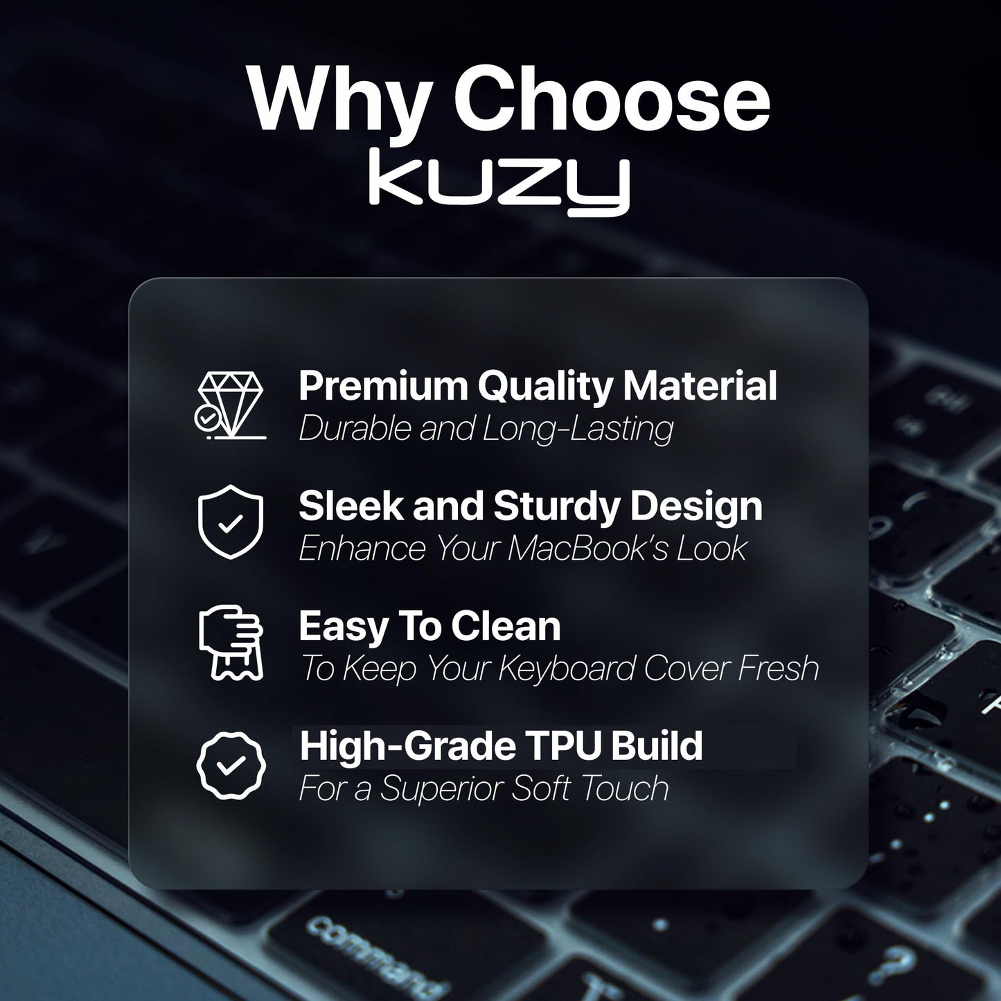 Kuzy Clear Premium MacBook Pro 14 inch Keyboard Cover M4 16" 2025 2024 2023 M3 M2 M1 Pro Max - MacBook Air 13 inch Keyboard Cover 15" M4 - A3240 A3241 A3401 A3403 A3114 A3113 - US Layout TPU, Clear