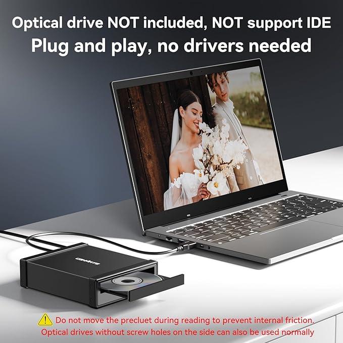 5.25" Blu-Ray/CD/DVD SATA Drive Enclosure with USB A/C 3.0,5.25 Drive Enclosure with 3 USB-A Ports,Optical Drive Enclosure fit any drive depth up to 171mm,Aluminum Alloy(Optical Drive not Included)