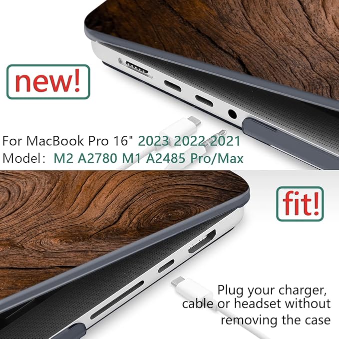 DONGKE Compatible with MacBook Pro 16 Inch Case (2026-2021 Release, M5 M4 M3 M2 M1 Pro/Max Chip), Plastic Hard Shell Cover with Keyboard Cover & Screen Protector for MacBook Pro 16", Wood Grain