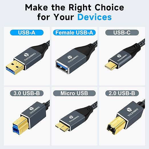 Thzzhnno USB 3.0 Extension 26FT, USB Male to Female USB 3.0 Extender Cable for Webcam, Camera, Phone, USB hub, Mouse, Keyboard, Printer, Hard Drive, Headset