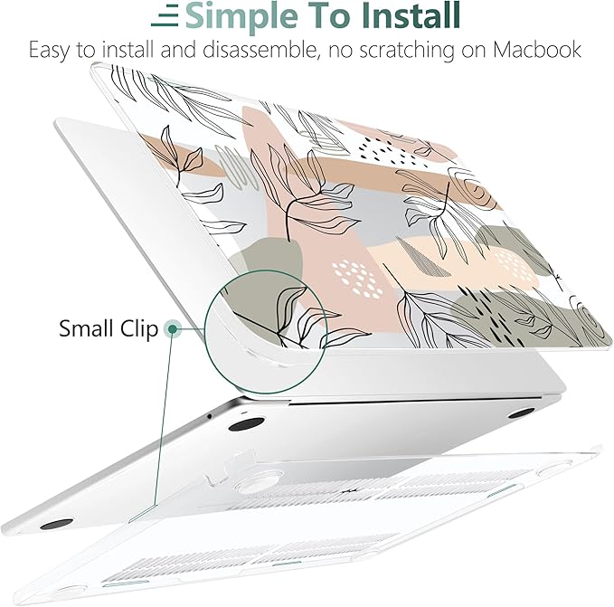 TWOLSKOO for MacBook Air 13 inch Case M5 2026 M4 2025 M3 M2 2024-2022 A3449 A3240 A3113 A2681, Plastic Hard Shell & Keyboard Cover & Screen Film for MacBook Air 13.6 inch Case, Tropical Leaves