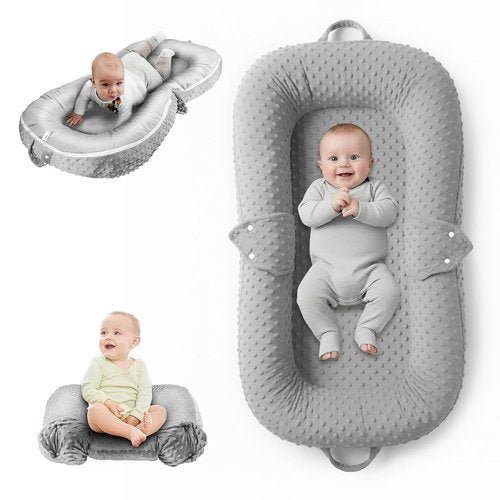 Baby Lounger Pillow - 2-in-1 Infant Lounger & Portable Tummy Time Mat for Newborns 0-48 Months