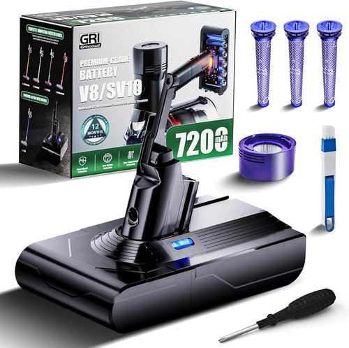 Dyson V8 Battery Replacement - Upgraded 7200mAh for Animal, Absolute, Motorhead & Fluffy Models
