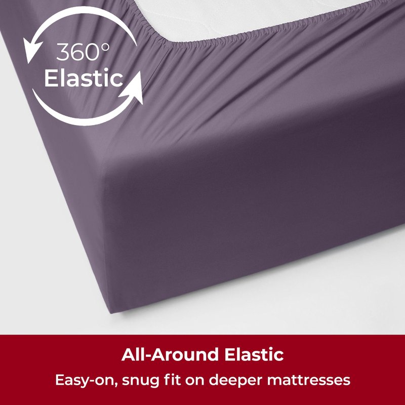 Mellanni Extra Deep Twin Sheets - 3 PC Iconic Collection Bedding - Hotel Luxury, Ultra Soft, Cooling Bed Sheets - Wrinkle, Fade, Stain Resistant (Twin, Purple)