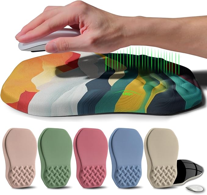 Gleamtide Ergonomic Raised Mouse Pad Wrist Support with Bilateral Slope Memory Foam Mousepad for Wrist Rest and Carpal Tunnel Pain Relief 11.8x7.9〃Colorful Lines