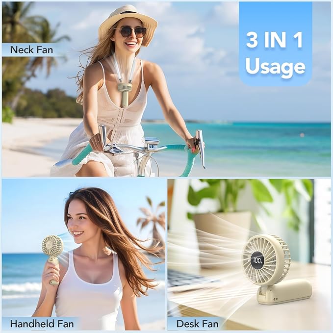 PANERGY Handheld Fan Foldable, 5000mAh Rechargeable Hand Fans with Powerful Cooling, 4 Speeds, LED Display, Portable Fan for Travel,Concerts,Makeup,Lash,Outdoor Events,Gifts Women