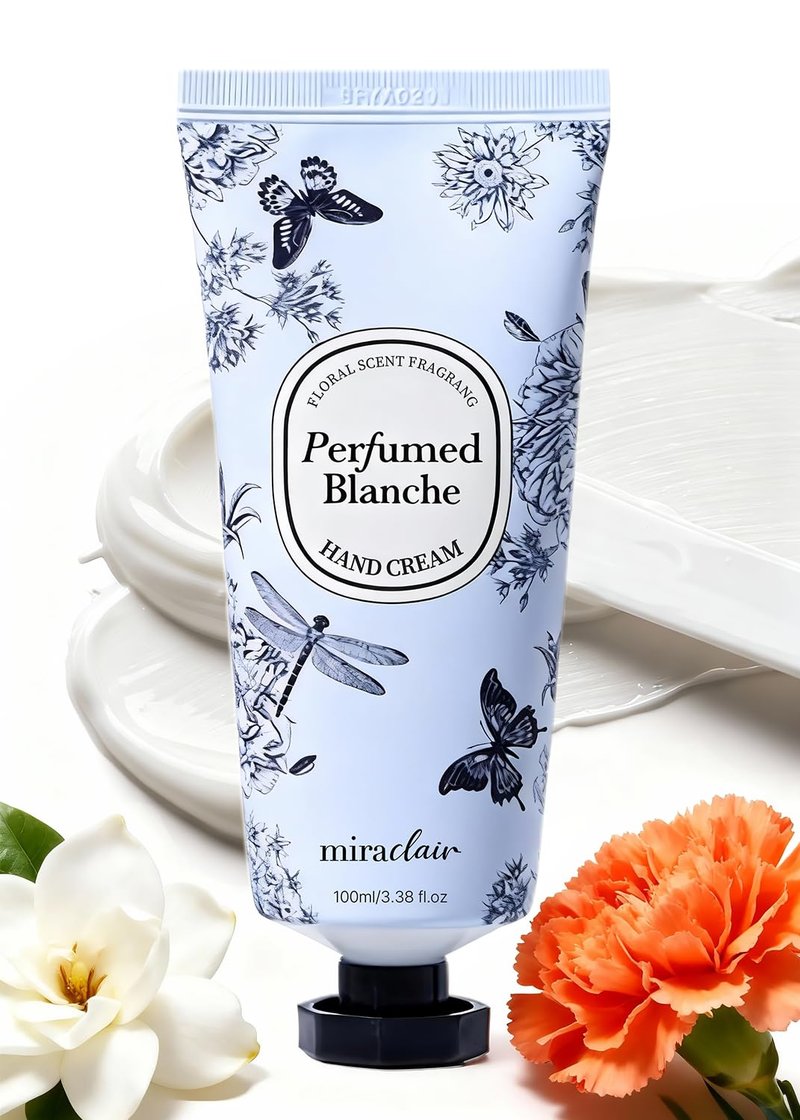 MIRACLAIR Hand Cream, Hand Lotion for Dry Cracked Hands, Moisturizing Skincare, Nourishing Creams for Dry Hands, Nails, and Cuticles, Travel-Sized, Vegan, 3.38oz, Perfurmed Blanche