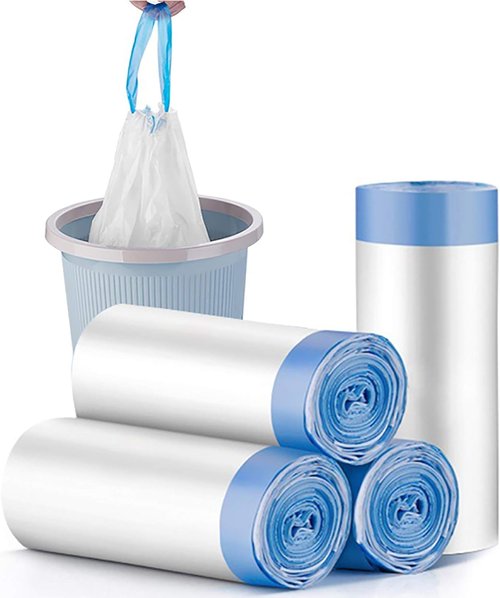 Charmount 4 Gallon Trash Bags - Drawstring Small Bags for Bathroom, Kitchen & Office | 60 Count