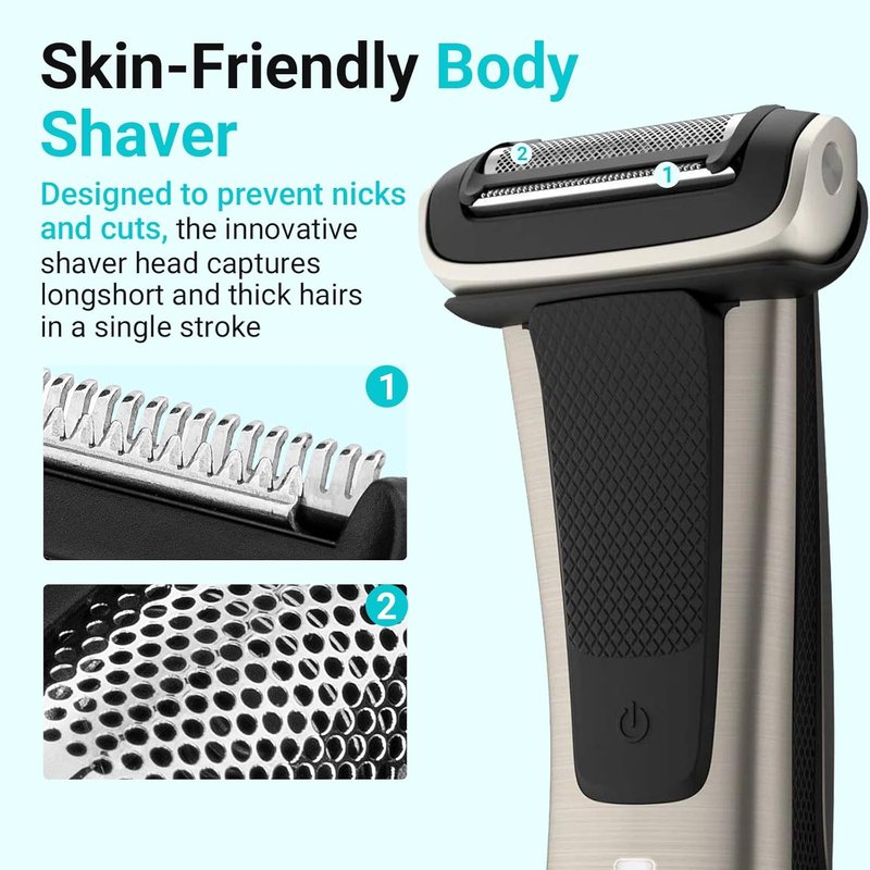 Philips Norelco Bodygroom Replacement Head - 4 Piece Foil & Blade Comb Set for Series 7000 & 5000