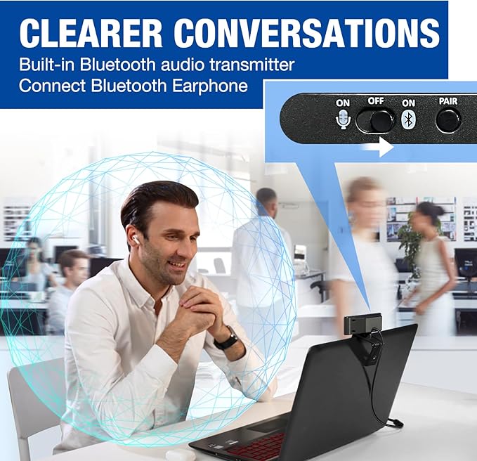 Gsou 1080P Webcam with Mics, Auto Light Correction,USB Plug&Play,Privacy Cover, Computer camera Connect Bluetooth Headset/Earphone/Speaker, Full HD Webcam for High-End Business Meetings&Live Streaming