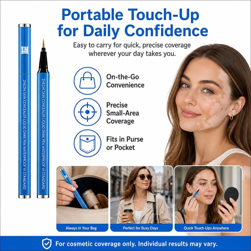 ZHEZHI Vitiligo Concealer Pen – Waterproof Face & Body Coverage for White Spots & Uneven Skin Tone, Long-Lasting & Sweatproof, Light to Medium Skin, 3.5g