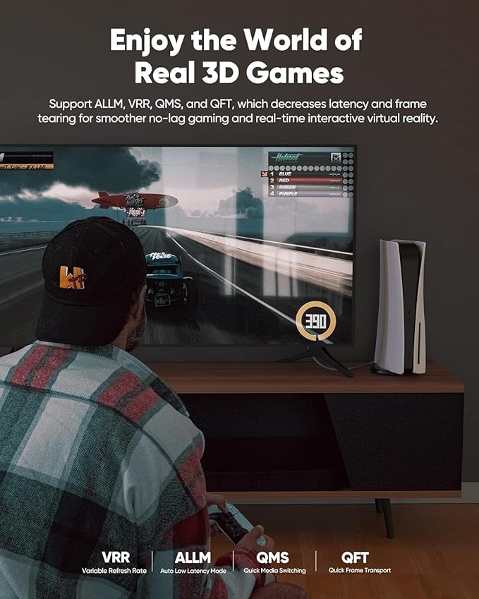 Highwings 8K@60 Long HDMI Cable 13FT/4M, 48Gbps 2.1 High Speed Gaming HDMI Cord 4K120 144Hz RTX 3090 eARC HDCP 2.2&2.3 Compatible for PS5, SoundBar, AVR, UHD TV