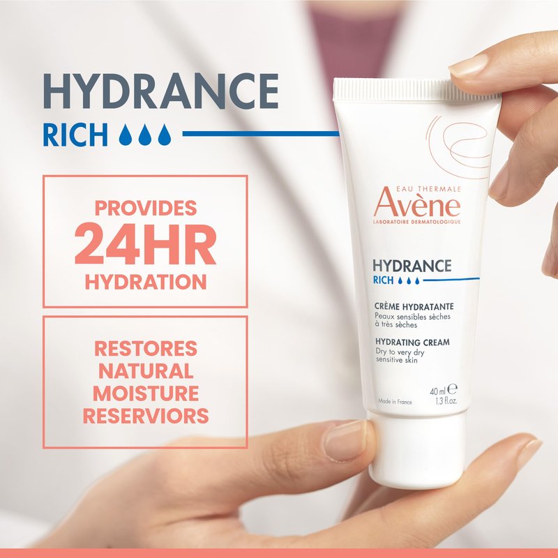 Avène Hydrance RICH Hydrating Cream, Daily Face Moisturizer, Soothes Feelings of Skin Tightness Associated with Dryness, Dry Skin Moisturizer, Non-Comedogenic Skin Care for Dehydrated Skin Barrier