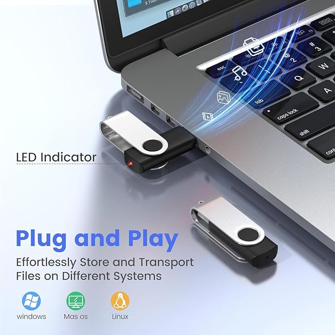 ABLAZE 128MB USB Flash Drive 100 Pack, USB 2.0 Thumb Drives with Lanyards Bulk Memory Sticks Pendrives 100PCS (Black)