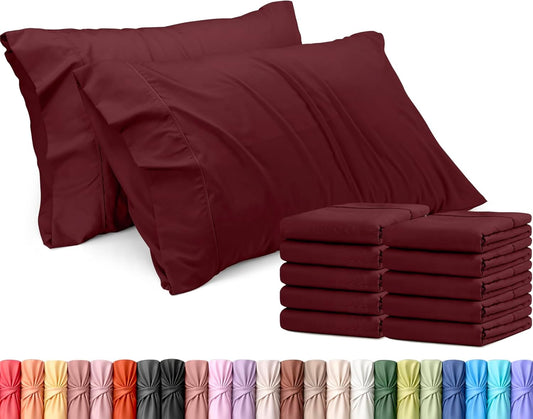 Utopia Bedding Queen Pillow Cases - 12 Pack Soft Brushed Microfiber | Fade Resistant 20 x 30 Inches - Burgundy