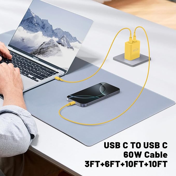 QZIIW Super Fast Samsung Charger Type C,45W Dual Port USB C Fast Charger Block [2-Pack] & Extra Long 60W 3/6/6/10FT USB C Cable - PD Quick Charging 3.0 for Samsung Galaxy S25 Ultra/S24+/S23 iPhone 16
