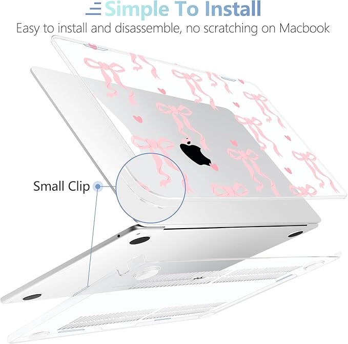 MEEgoodo Case for M5/M4/M3/M2 MacBook Air 13 inch Case 2026 2025 2024 2022, Fit Model A3449/A3240/A3113/A2681, Laptop Hard Shell Compatible with MacBook Air 13.6-inch, Trendy Bow & Hearts