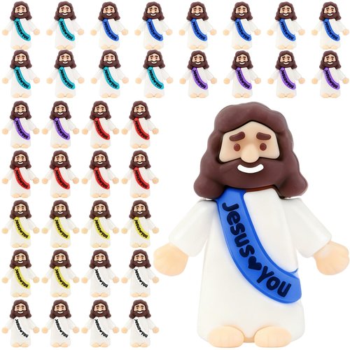HSDJLXZ 36 Pack Little Jesus Figurines in Bulk, Mini Jesus Loves You Figures, Small Jesus Figurines, Tiny Jesus Figures for Church Christmas Party Favors Religious Easter Gifts for Egg Stuffers