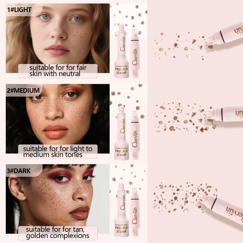 Freckle Stamp - Freckle Pen Waterproof, Long Lasting Fake Freckles,Quick Dry 5-Point Faux Freckles Stamp Cushion Stain Marker in One Press Natural and Lifelike Sunkissed Pencil Tool Makeup (Brown1)
