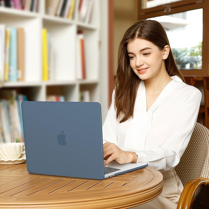 MOSISO Compatible with MacBook Air 13 inch Case M5 2026 M4 2025 M3 M2 2024-2022 A3449 A3240 A3113 A2681, Hard Shell&Keyboard Cover&Screen Film&Type C for MacBook Air 13.6 inch Case, Steel Blue