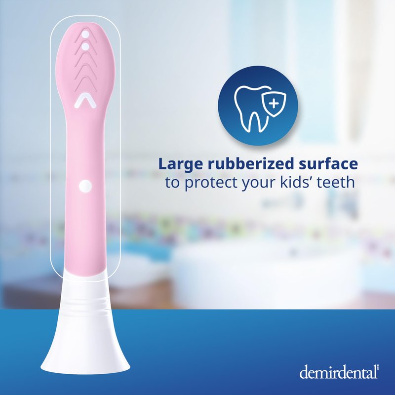 demirdental Kids mini Toothbrush Heads Compatible with Philips Sonicare Kids Toothbrush Heads - Replacement Heads mini Sensitive - Brush Heads mini from Ages 3 to 6 - Pink - Replaces HX6038-8 Pack