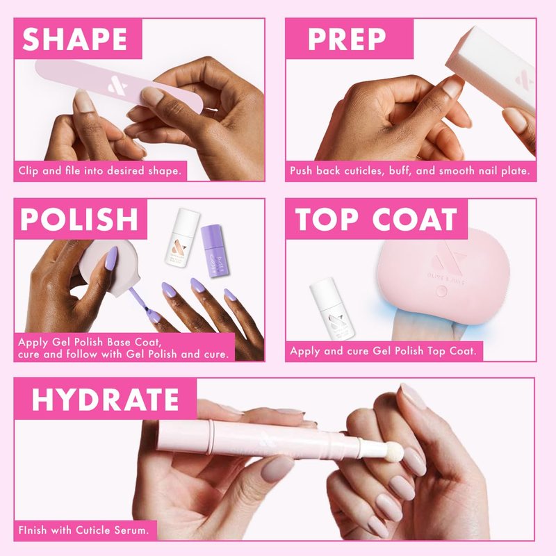 Olive & June Summer Gel Nail Polish | Hema Free | UV LED Nail Lamp Needed | Long Lasting Formula | Up to 21 Days of Wear | Damage-Free Removal | Salon-Quality Manicure Pedicure at Home |CCT Sheer Pink