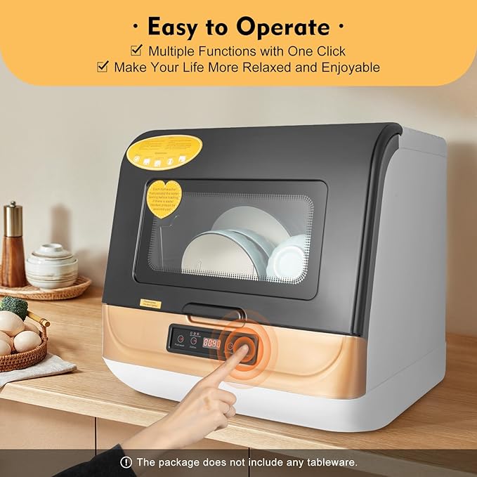 800W Dish Washer Machine, Counter Top Dishwasher with Filter, 10V Portable Mini Dishwasher for Familiesc, 3 Wash Modes (Fast/Standard/Strong), 2Gal Water Saving