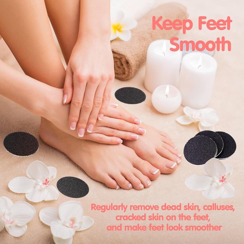 Self-Adhesive Foot File Replacement Pads - 180PCS Sandpaper Discs with 80/100/180 Grit for Smooth Feet