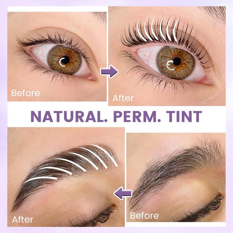 PERMANIA Lash Lift and Tint Kit, Salon Grade Supplies for Eyelash Perm and Brow Lamination Black Dye with Lash Lift Balm Curling & Coloring Natural Result