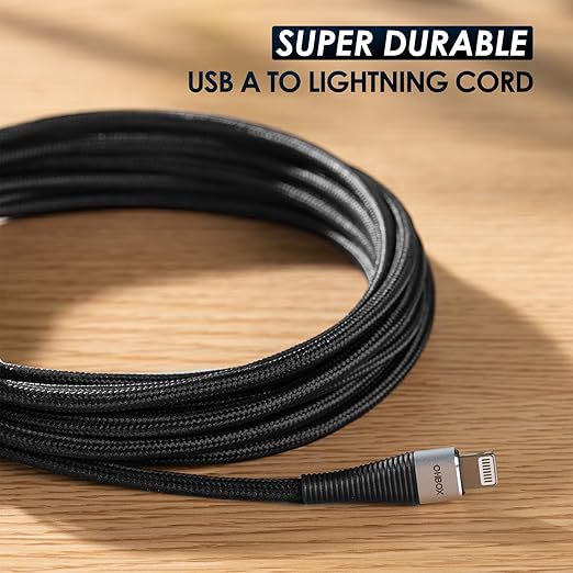 Extra Long iPhone Charger Cord 15FT 2Pack, Apple MFi Certified USB A to Lightning Cable Braided Fast Charging Cord Compatible with iPhone 14/13/12/11 Pro Max/X/XS Max/SE/XR/8 Plus/7/6/5, iPad - Black