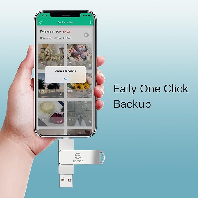 Real Capacity 128GB Photo Stick for iPhone, MFi Certified 3 in 1 USB Drive