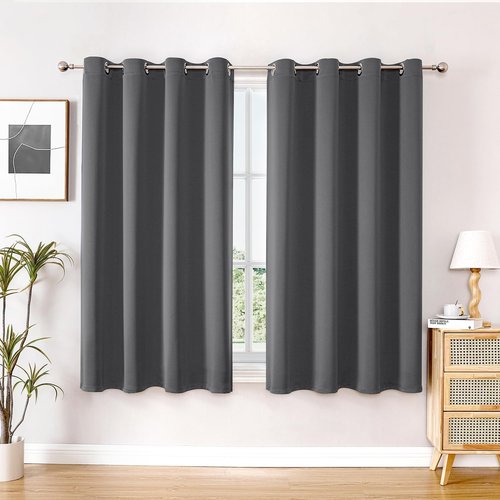 ChrisDowa Blackout Curtains - Thermal Insulated Room Darkening Panels, 54 Inches Long, Grey (Set of 2)