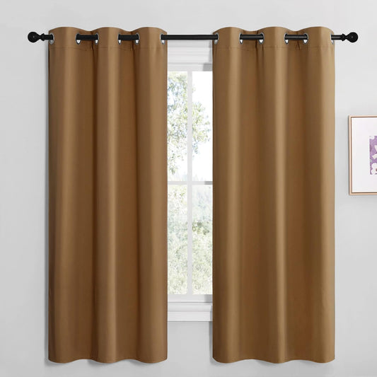 NICETOWN Blackout Curtains - Noise Reducing & Draft Blocking | 68-Inch Length, 2 Panels in Gold Brown
