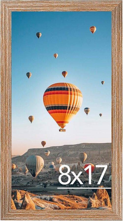 JCJMY 8x17 Rustic Brown Picture Frame - Versatile Horizontal & Vertical Wall Display for Photos