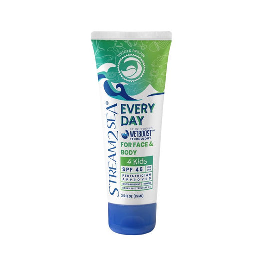 STREAM 2 SEA Every Day Kids Mineral Sunscreen SPF 45 Broad Spectrum — Gentle for Baby | Reef Safe, Biodegradable, EWG Verified | Zinc Oxide, Chamomile & Calendula | Water Resistant 80 Min 2.5 Fl Oz