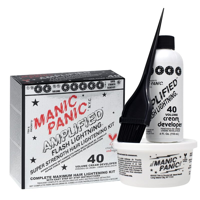 MANIC PANIC Flash Lightning Bleach Kit - 40 Volume Developer & Powder | Lifts Dark Hair Up to 7 Levels, Vegan & Cruelty-Free (2 Pack)