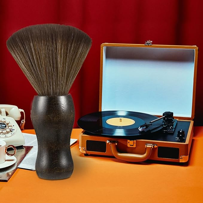 2 Pack Vinyl Turntable Wood Record Cleaning Brushes,Anti-Static Record Brush for Vinyl Albums LP CD Cartridge/Camera Lens/Computer Screen/Keyboard/Character Models