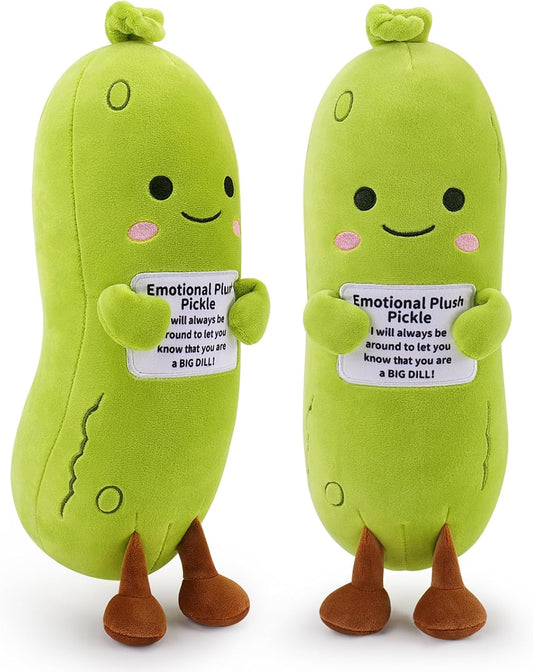 Skiennix Emotional Plush Pickle - 12.6” Kawaii Stuffed Animal with Positive Messages | Perfect Gift for Kids & Adults
