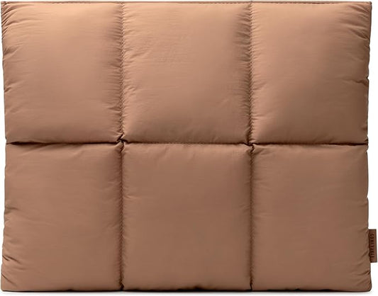 Comfyable Puffy Laptop Sleeve 15 16 Inch, Quilted Puffer Laptop Carrying Case for Women, Pillow Pouch Compatible for MacBook Air M5 & MacBook Pro M5 Pro/Max 2026, Brown