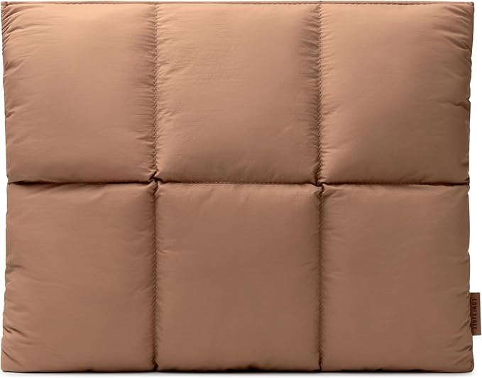 Comfyable Puffy Laptop Sleeve 13 Inch 14 Inch, Quilted Puffer Laptop Carrying Case for Women, Pillow Case Compatible with MacBook Air/Pro M5 M4 M3 M2 Pro/Max 2026, 13" MacBook Neo A18, Brown